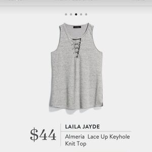 NWT Laila Jayde Almeria Lace Up Keyhole Knit Top